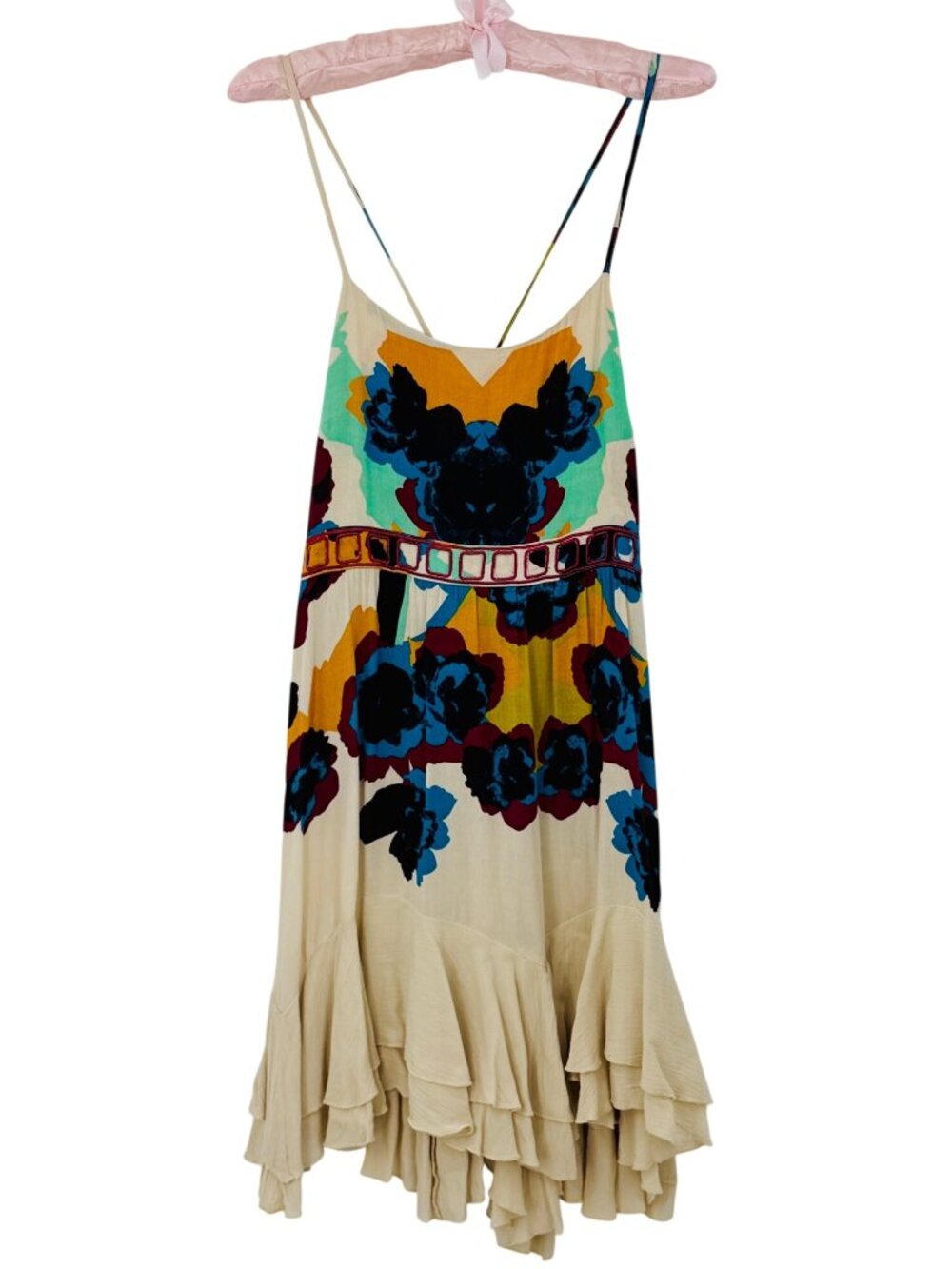 NWT Free People Floral Print Ruffle Mini Slip Dress | Grunge Fairycore Boho Twee - Picture 11 of 16